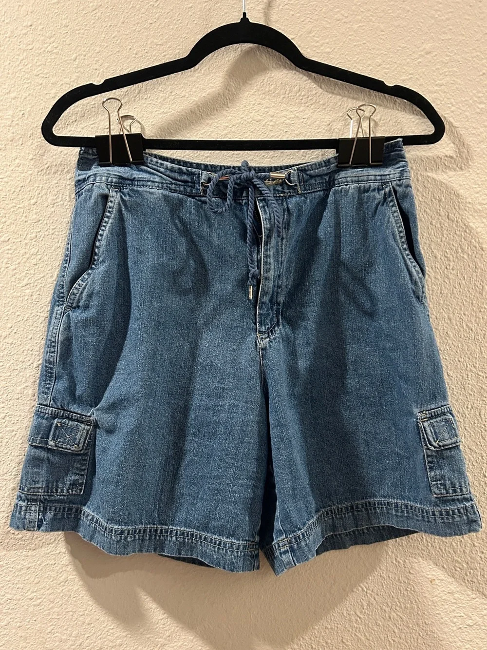 White Stag Blue Denim Cargo Drawstring Shorts